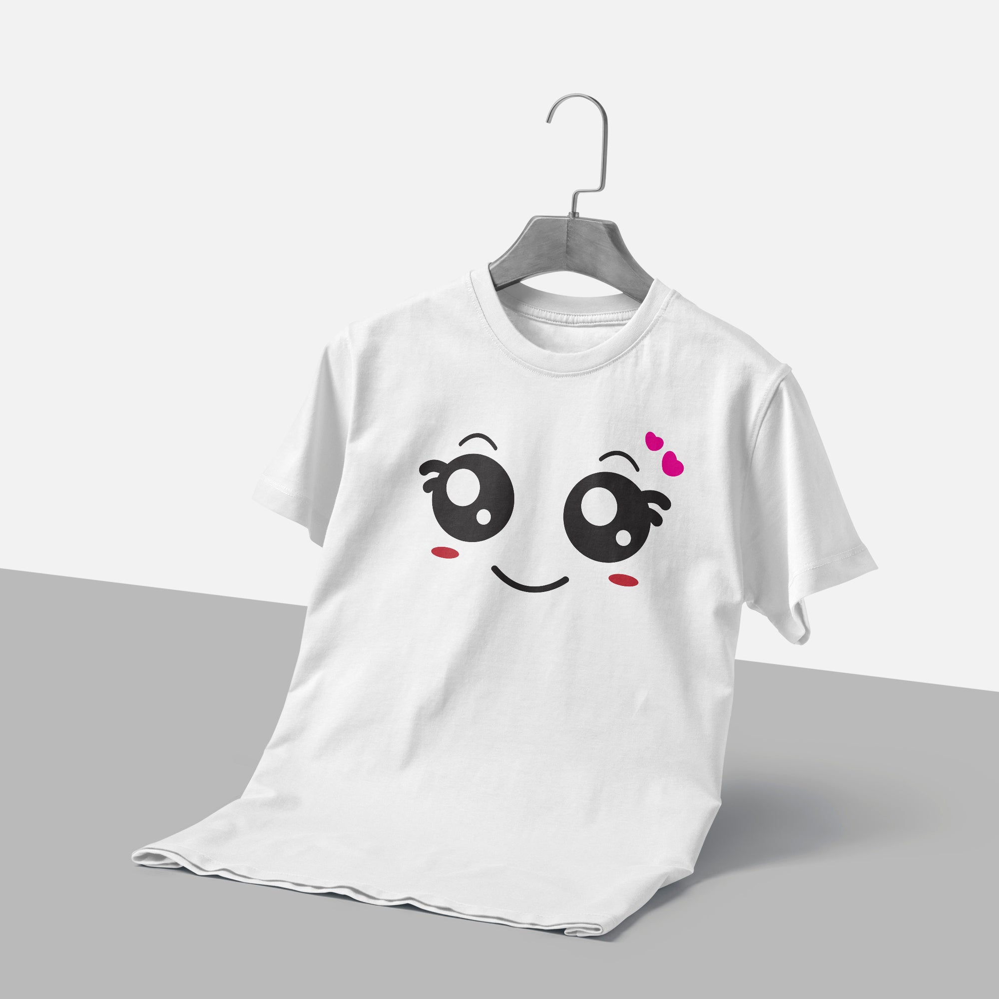 Excited Kawaii Face with Hearts T-Shirt