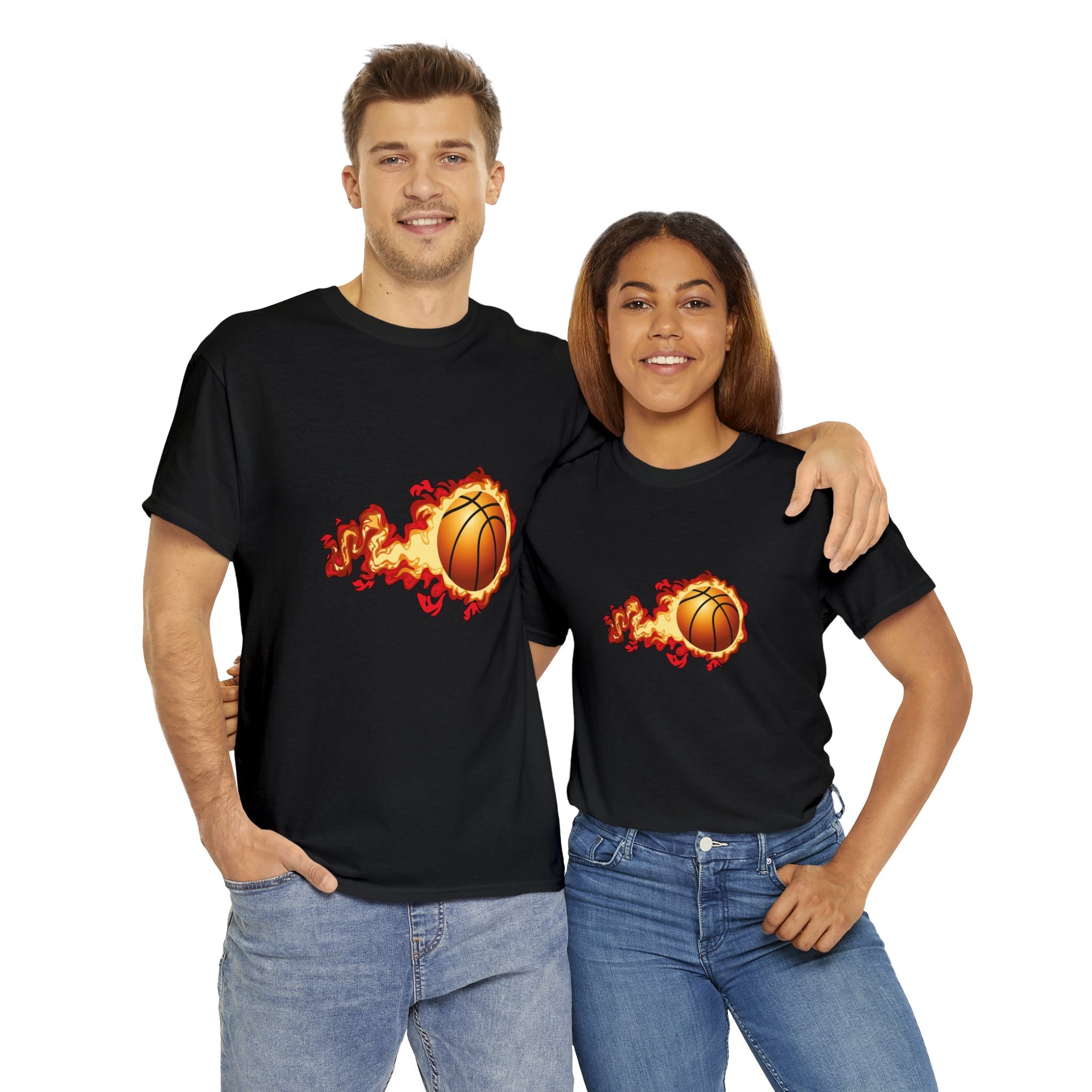 Flaming Basket Ball T-Shirt
